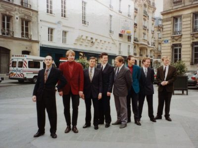 (L-R) Dave Statman, Juno's Brother, Mike Richard, Mark Richard, Bertil, Colin Sears, John McGlade, David Long, Paris 1994